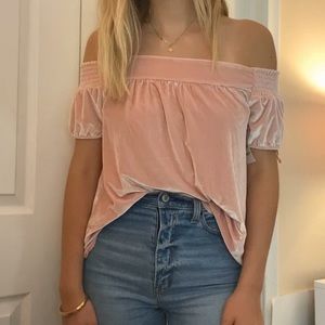 Hinge Off The Shoulder Velvet Top